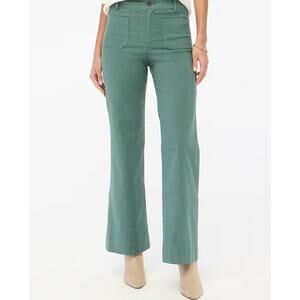 NWT J. Crew High Rise Patch Pocket Wide Leg Pants 25 0 Green Linen BW803 J.Crew